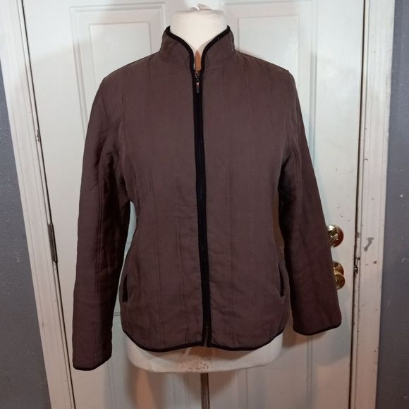 Vintage LUTAR Tan Black Lined Silk Coat - Picture 2 of 15